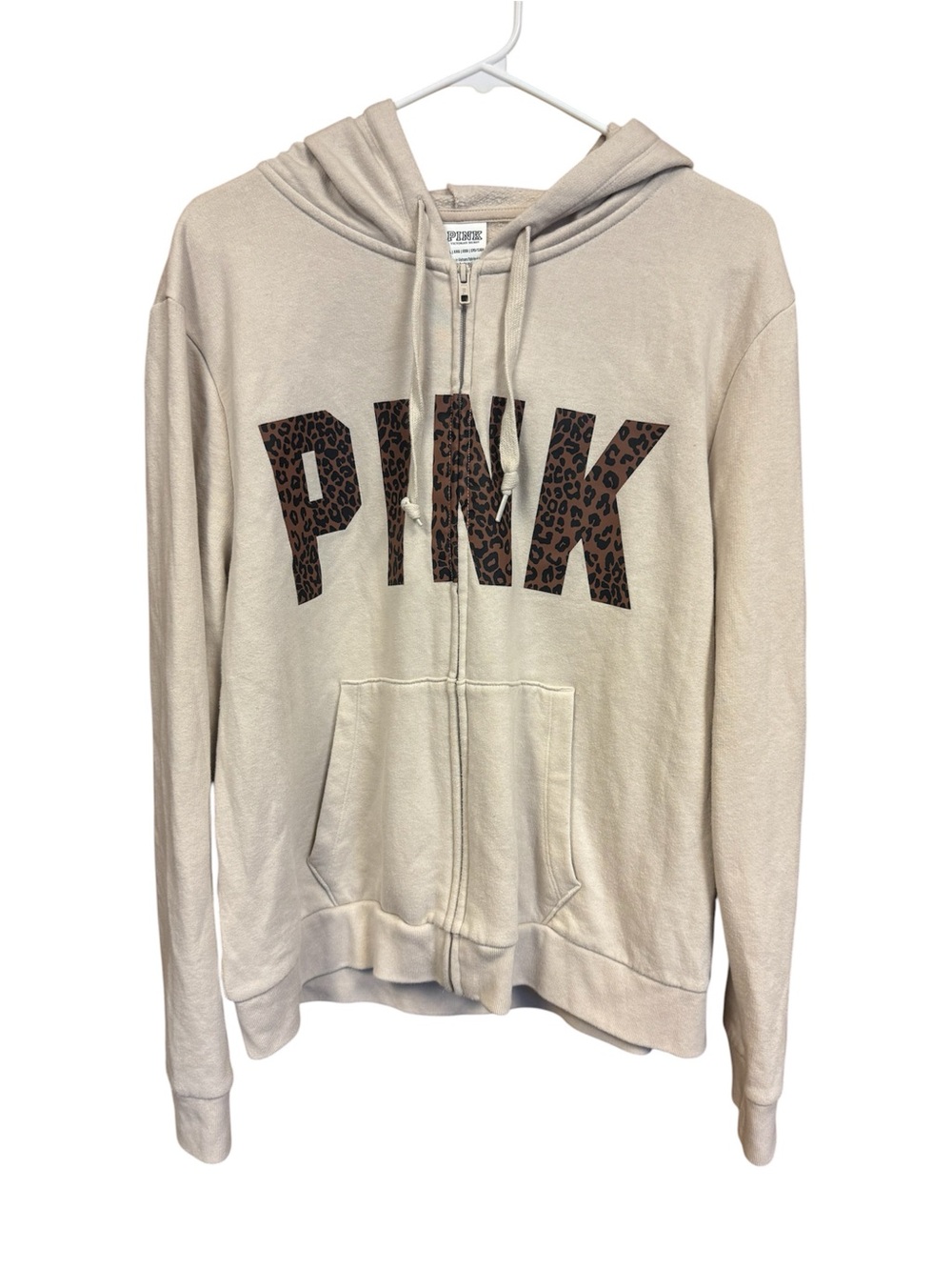 Y2K Victoria Secret Pink Perfect Full Zip Hoodie Sweater Jacket Top Leopard XXL